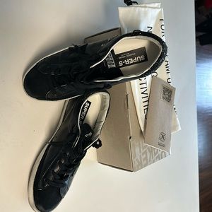 Brand New Golden Goose Black Sneaker w/gold Swarovski Crystals on sides/back